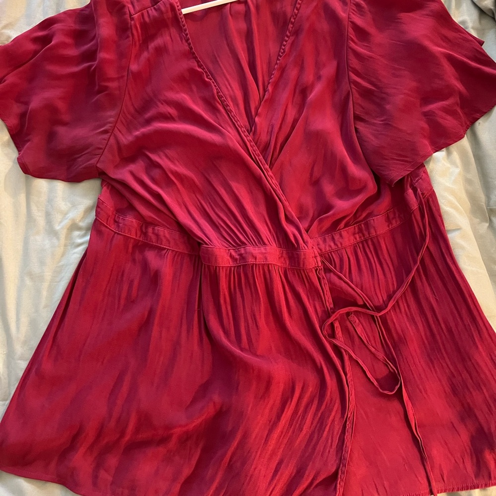 Torrid Plus Size Blouse with Flutter sleeve and Built in Belt